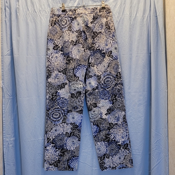 Talbots Blue and Black Floral Pants - Picture 2 of 8